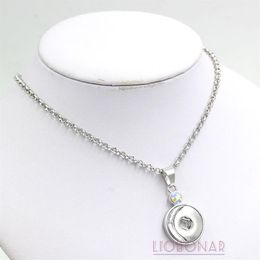 Whole AB Crystal Snap Necklace Interchangeable Snap Pendants Necklace Fit 18mm Snap Buttons Jewellery DIY Bijoux Collier262Y