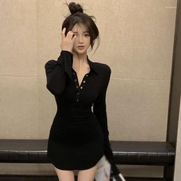Casual Dresses Autumn Bag Hip Knitted Dress For Women Fashion Sexy Long-sleeved Tight-fitting Dance Club Bodycon Style