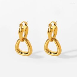 Hoop Earrings Minimalist Stainless Steel 18K Gold Plated Geometric For Women Charms Removable Hoops Fashion Jewellery