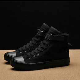 Dress Shoes Fashion Men Light Breathable Canvas Casual All Black white Red High top Solid Colour Sneakers Shoes flats 445 231009