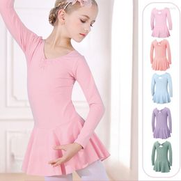 Stage Wear Kids Autumn Cotton Leotard Ballet Rhythmic Gymnastics Dress Long Sleeve Dance Tutu Dancewear Ballerina Clothes For Girls