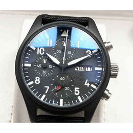 IWC Quality Designer Hight Watch Relógios Cronógrafos para Homens Mecânica Fighter 3777 Luminoso À Prova D 'Água Piloto Masculino Top Timing Six PinnLoja de alta qualidade original