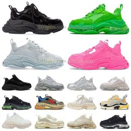 Newe Crystal Bottom Triple-s Women Mens Casual Shoes Dad Platform Trainers Clear Sole triple s Black Green Barbie Pink and White Sneaker Designer Flat Sneakers