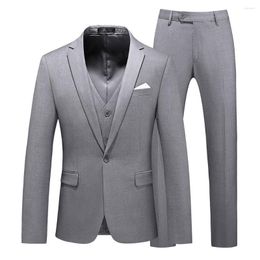 Men's Suits Classic Fashion Mens 3 Piece Suit For Wedding Groomsmen Slim Fit Prom Tuxedo Black Grey Business Pant