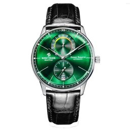 Wristwatches Reef Tiger Top Brand Men's Stainless Steel Green Dial Mechanical Watch Leather Waterproof Automatic Watches Relogio RGA82B0-3