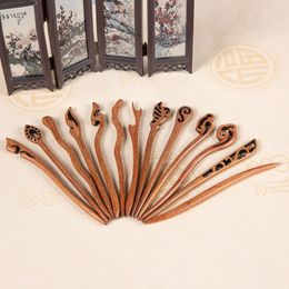 Hair Clips Natural Red Sandalwood Hairpins Women Girls Sticks Chopstick Shaped Pins Chinese Retro Jewellery Accessories