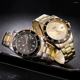 Wristwatches Relogio Masculino 2023 Mens Luxury Gold Waterproof Watches Male Fashion Casual Complete Calendar Quartz Wrist Watch Sports