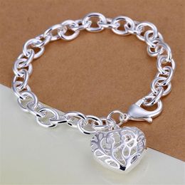 with tracking number Top 925 Silver Bracelet Europe Stereo hearts Bracelet Silver Jewellery 20Pcs lot cheap 17742543