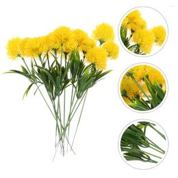 Decorative Flowers 12 Pcs Artificial Dandelion Plastic Flower Vase Simulation Faux Peony Po Prop Realistic Dandelions Adornment Yellow