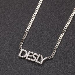 A-Z Custom Name Letters Gold Necklaces Womens Choker Mens Fashion Hip Hop Jewellery Iced Out DIY Letter Pendant Necklace184I