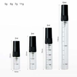 2ml 3ml 5ml 10ml Scale Glass Perfume Bottles Essential Oil Liquid Empty Sample Test Tubes Vials Clear Black White Plastic Stopper Cosmetic Packaging Trial Bottle