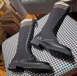 shiny leather nylon Hailf boots fashion thick heels Martin Ankle Booties Genuine Leather combat boot ladies Winter platform shoes Box -N146
