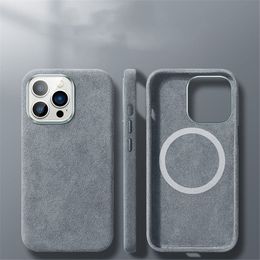 Magnetic Genuine ALCANTARA Leather Case for iPhone 15 Pro Max 14 Soft-Touch Cover