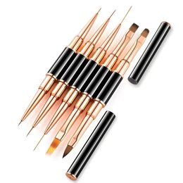 Dotting Tools 5Pcs Double Head Nail Art UV Gel Brushes Painting French Stripe Drawing Liner Pen Manicure Accessoires Parts 231007