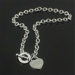 Fine TO 925 Sterling Silver Love Chain Necklace Wedding 925 Jewellery Heart Pendant Necklace Birthday Xmas Gift New Arrive Charm267M