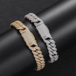 10mm diamond cuban chain big bracelet 18k gold full hiphop bracelet