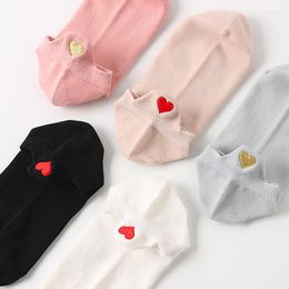 Women Socks Love Embroidery Stereo Sox Spring Summer Japanese Sweet Style Kawaii Breathable Absorbent Short Ankle Low Tube