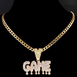 Pendant Necklaces Stainless Steelzircon Chain Necklace Iced Out Letter Game for Women Men Punk Rock Fashion Jewelry Gifts