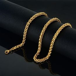 Mens Gold Chain Fashion Jewellery Kpop Vintage Stainless Steel Necklace Men Colour 6mm Rope Chains253k