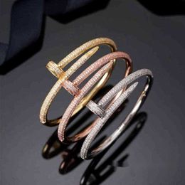2023 Now Nail Bracelets Women Gold Plated Love Bangle Full Diamond Jewellery for Lover Gift 16 5cm No Box Luck Bracelet