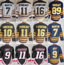 CCM Hockey Retro 7 Rick Martin Jersey Retire 9 Derek Roy 10 Hawerchuk 11 Gilbert Perreault 89 Mogilny 16 Pat LaFontaine 39 Dominic Hasek Vintage Classic Stitched Top