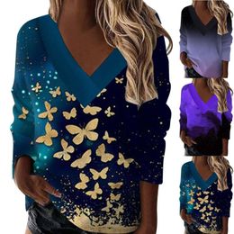 Ethnic Clothing 2023 European And American Fashion Retro Geometric Striped Starry Sky V Neck Print Long Tops For Women Casual Tunic