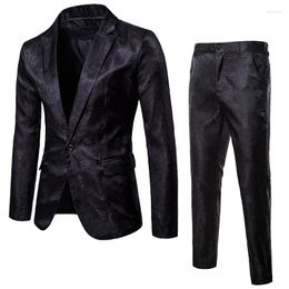 Men's Suits Pattern Men Notch Lapel One Button Slim Fit Tuxedo Masculino Custom Made Blazer Wedding Prom Groom Wear 2 Pcs Jacket Pants