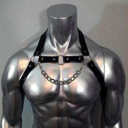 Erotic Bdsm Bondage Leather Harness Men Faux Adjustable Body Chest Costume Sexy Lingerie Bras Sets280t