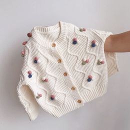 Jackets Girls Baby Sweater Cardigan Jacket Spring Autumn Vintage Cotton Knit Children s Kids Coat For Gilrl 2 4 6 8 231007