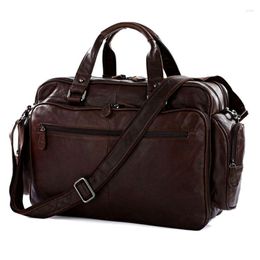 Duffel Bags Leather Men Travel Luggage Bag Duffle Shoulder Big Weekend Overnight Tote Large