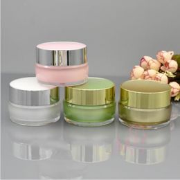 Shiny Acrylic Plastic Bottle Cream Jar 5g 10g 15g 30g for Cosmetic Packaging Containers Gold White Lwlww