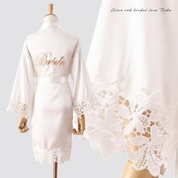 Summer Lace Sleepwear Wedding Robe Gown Bride Bridemaid Solid Embroidery Kimono Bathrobe Women Casual Home Night Dress M L Xl254F