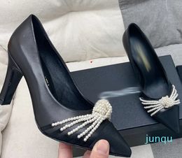 2023 women Ladies leather super high heel pimps silk satin diamond party wedding buckle Dress marry jane Sandals High Heels Size 35-40 -297