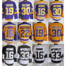 CCM Hockey Retro 33 Marty McSorley Jerseys Retire 22 Tiger Williams 19 Butch Goring 16 Marcel Dionne 30 Rogatien Vachon Vintage Classic Stitched Breathable Good