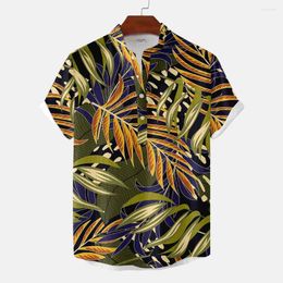 Men's Casual Shirts High Quality.2023. Hawaii Spring/Summer Comfort Classic Latest Short Sleeve Linen Stand Collar Shirt Travel Style