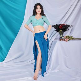 Stage Wear Belly Dance Top Long Skirt Set Water Gauze Sexy Woman Modern Suit Performance Costumes Disfraz Mujer Carnaval