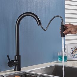 Kitchen Faucets Vidric Black Sensor Faucet Pull Out Spout Smart Touch Inductive Sensitive 360 Degree Rotation Mixer Tap