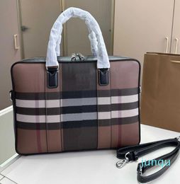 Luxury Laptop Bags Striped lattice Business unisex Briefcase designer Handbags Business Women sacoche Bags warhorse