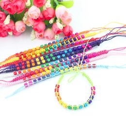 10 Colours Wooden Persimmon Style Beads Friendship Bracelets Adjustable Rope Handmade Beaded Bracelets & Bangle For Women Men 12 LL