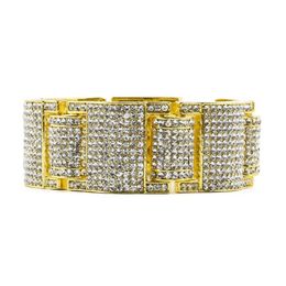 14k Gold Silve Iced Out Simulated Diamond Micro Pave Bling Bling Hip Hop Bracelet for men319g