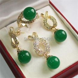 Necklace Earrings Set Wholesale 4Color Women's Jewellery Gold-color Stone Earring Bracelet Ring Pendant