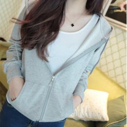 Women's Hoodies Woman Sweater Autumn/winter Hooded Zippers Solid Colour Lantern Sleeve Drawstring Sale Ladies Coat Drop ZBB555