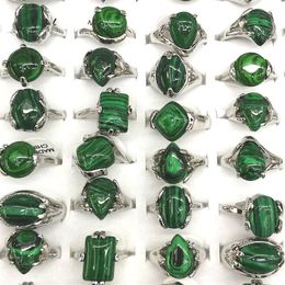 Whole 50pcs Malachite Rings Mixed Size For Women Natural Stone Rings For Promotion203z