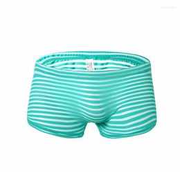 Underpants Men's U Convex Pouch Underwear Gay Fasion Striped Boxer Shorts Young Boy Sexy Mesh Breathable Aro Pants Youth Bottom Panties