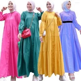 Ethnic Clothing Women Buttons Shirt Dress African Dashiki Casual Robe Muslim Abaya Dubai Turkey Kaftan Djellaba Longue Femme Musulman