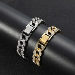 Sale 18k Gold Plated Diamond Iced Out Miami Cuban Link Chain Bracelet Hip Hop Jewellery