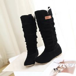 Boots Women Lace Nubuck Flat Heels Winter Snow Boots Shoes Women's Flock Plush Padded Winter Long Riding Motorcycle Boots Shoes 231009