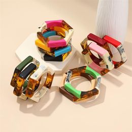 Bangle U Sun Fashion Colourful Geometric Hexagon Women'S Bracelets On Hand Charms Resin Bangles Bracelet For Girls From Jewelr241F