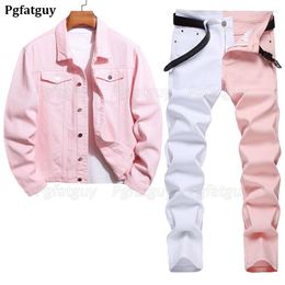 Men's Tracksuits Simple Loose Pants Sets Two-color Fashion Oversize Jacket And Stretch Skinny 2pcs Set Spring Autumn Streetwear