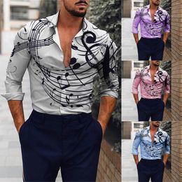 Men's Casual Shirts Men S Tee Shirt Note 3d Digital Printing Long Sleeved Outdoor Street Layering